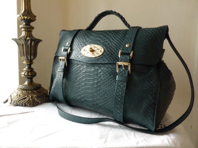 Mulberry Regular Alexa Satchel in Petrol Silky Snake Printed Leather with Feature Lockplate - SOLD