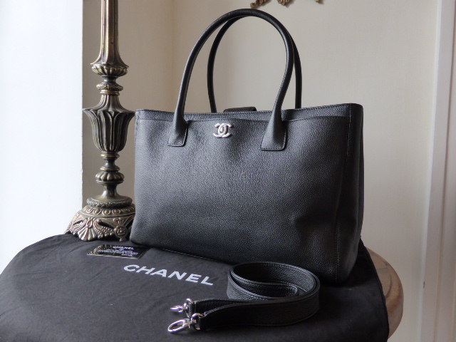 Chanel Cerf Executive Tote in Black Calfskin with Silver Hardware - SOLD