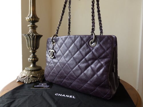 Chanel Medium Tote in Purple Metallic Caviar