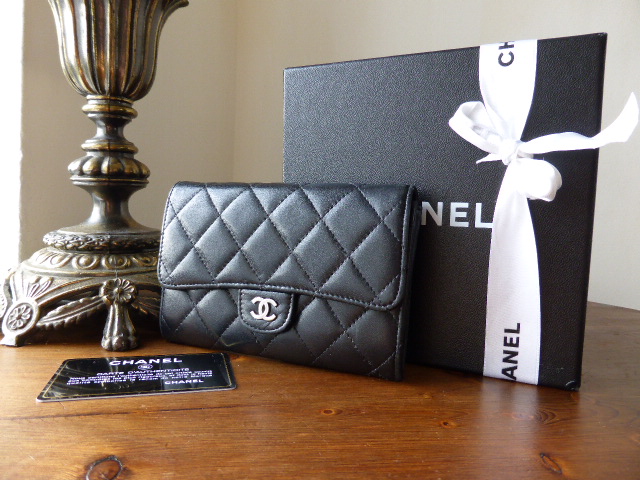 Chanel Black Flap Wallet in Black Quilted Lambskin - SOLD