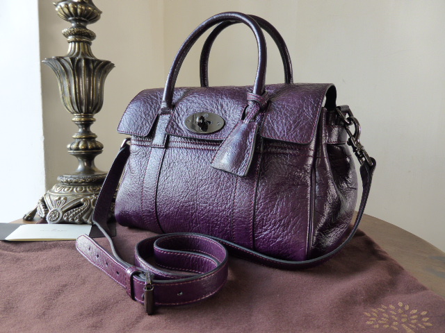 Mulberry Small Bayswater Satchel in Red Onion High Pebbled Patent Leather - SOLD