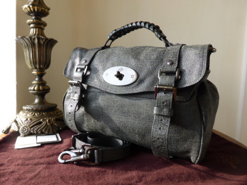 Mulberry Regular Alexa in Gunmetal Sparkle Tweed Leather