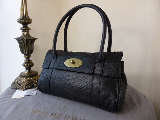 Mulberry East West Bayswater in Black Silky Snake Printed Leather - SOLD