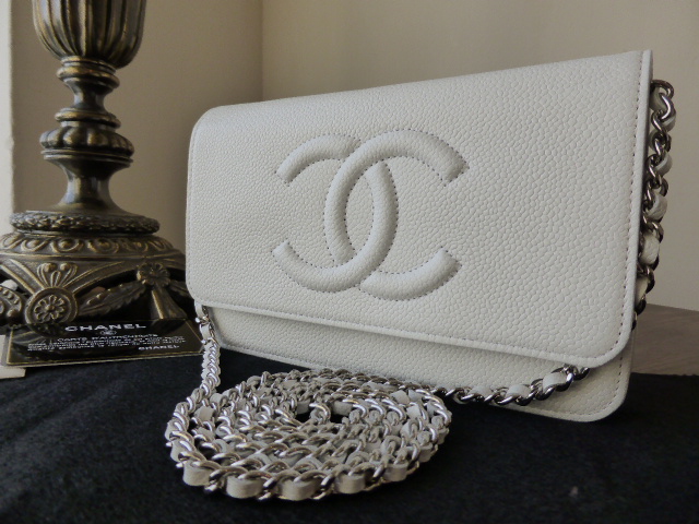 Chanel WOC Wallet on Chain in White Caviar with Silver Tone Hardware - SOLD