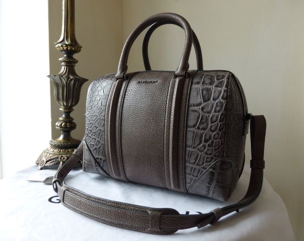 Givenchy Lucrezia Medium in Grey Animal Embossed Leather Bowling Bag - SOLD