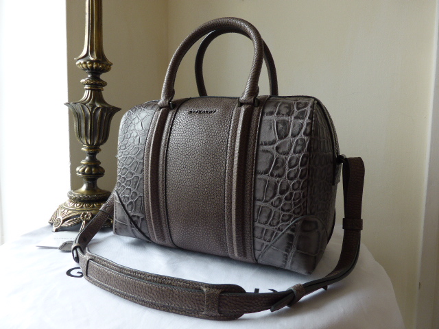 Givenchy Lucrezia Medium in Grey Animal Embossed Leather Bowling Bag - SOLD