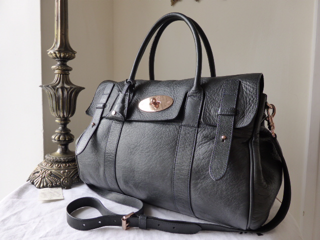 Mulberry Heritage Bayswater (Large) in Nightshade Blue with Rose Gold ...