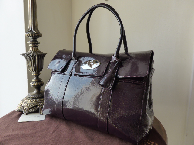 Mulberry Bayswater in Rouge Noir Wrinkled Patent Leather