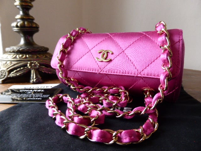 Chanel Roll Mini Bag in Fuschia Satin