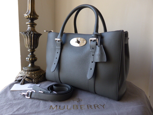 Mulberry Double Zip Bayswater Tote in Pavement Grey Silky Classic Calf - SOLD