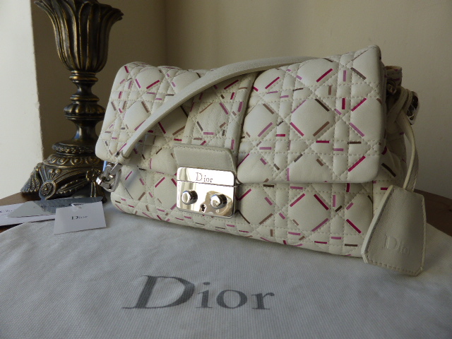 Dior Miss Dior New Lock (Medium) in Latte & Papay Patterned Lambskin
