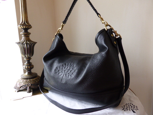 Mulberry East West Effie Hobo in Black Spongy Pebbled Leather 
