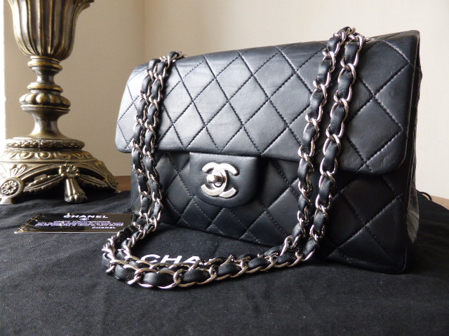 Chanel Classic 9" Black Lambskin 2.55 Flap Bag with Silver Hardware - SOLD