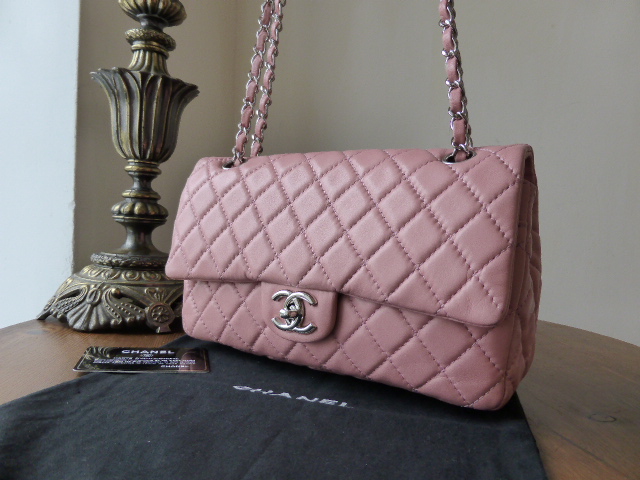 Chanel Classic Medium Flap in Baby Pink Lambskin with Silver