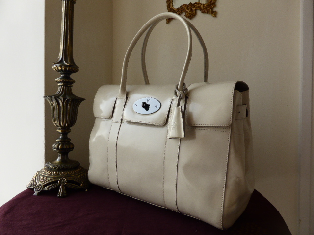 Mulberry Bayswater in Off White Spazzalato Leather with Dark Silver Hardwar