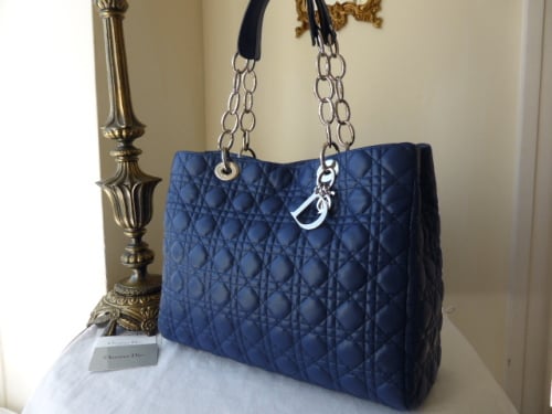 Dior Soft Large Shopping Tote in Royal Blue Lambskin - As New