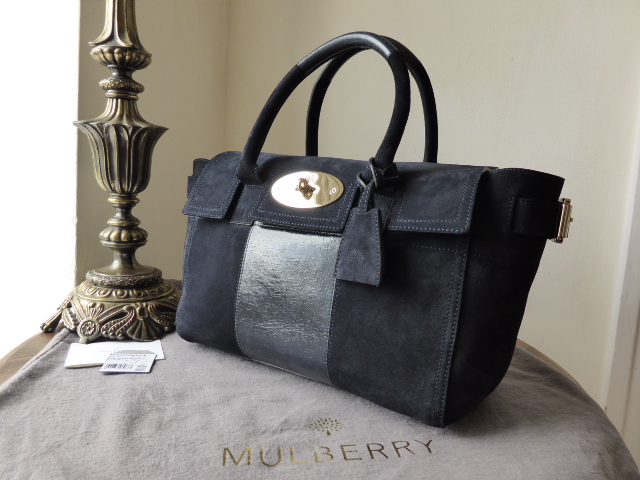 Mulberry Bayswater Buckle (Small) in Midnight Blue Suede Nubuck Stripe - SOLD