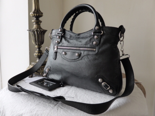 Balenciaga Giant 12 Town Bag in Black Lambskin with Silver Tone Hardware
