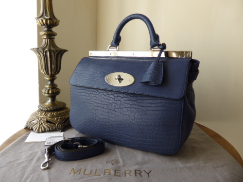Mulberry Small Suffolk in Indigo Blue Shrunken Calf Leather - New