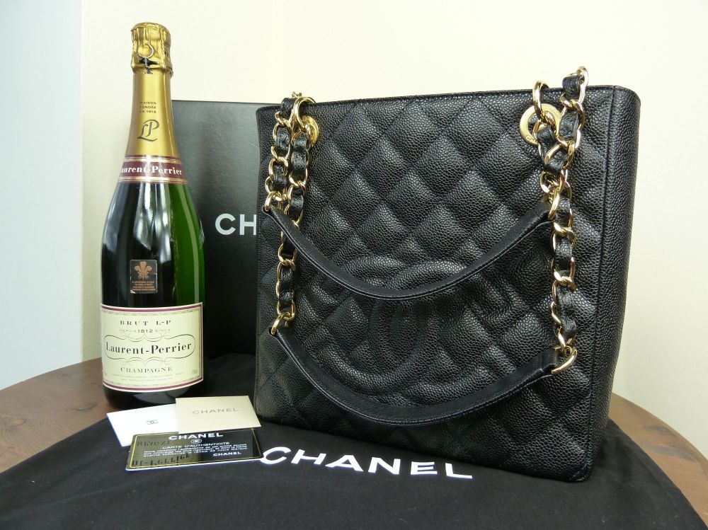 Chanel PST Black Caviar Petit Shopping Tote Bag