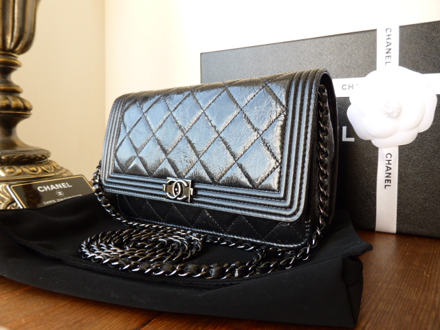Chanel "So Black" Quilted Boy Wallet On Chain (WOC) - SOLD
