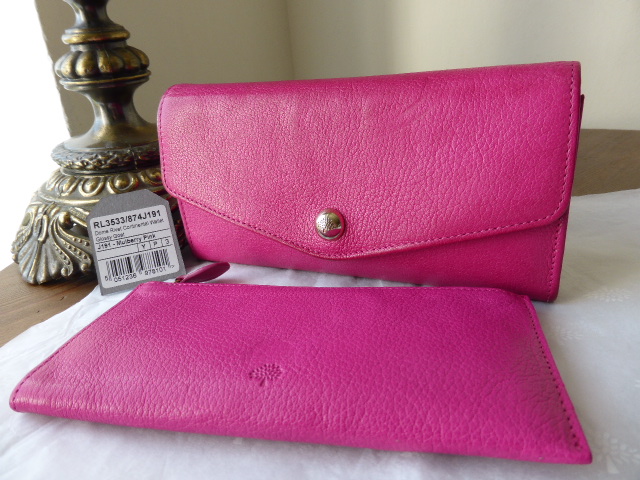 Mulberry Dome Rivet Continental Purse in Mulberry Pink Glossy Goat - SOLD
