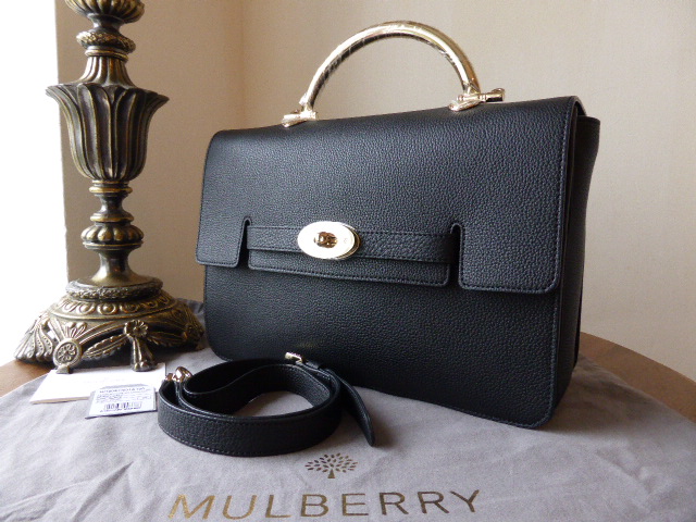 Mulberry Bayswater Shoulder (Larger Sized) in Black Grainy Calf Leather - N
