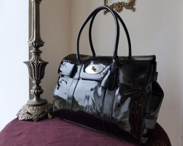 Mulberry Bayswater for Macbook Laptop Bag in Black Drummed Patent Leather - SOLD