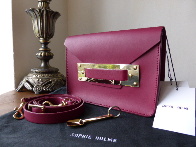 Sophie Hulme Envelope Mini Clutch in Smooth Burgundy Leather -- SOLD