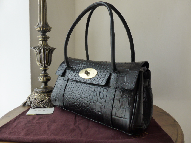 Mulberry East West Bayswater in Black Printed Natural Leather