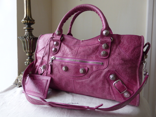 Balenciaga Giant Part Time in Magenta Lambskin with Shiny Silver Hardware - SOLD