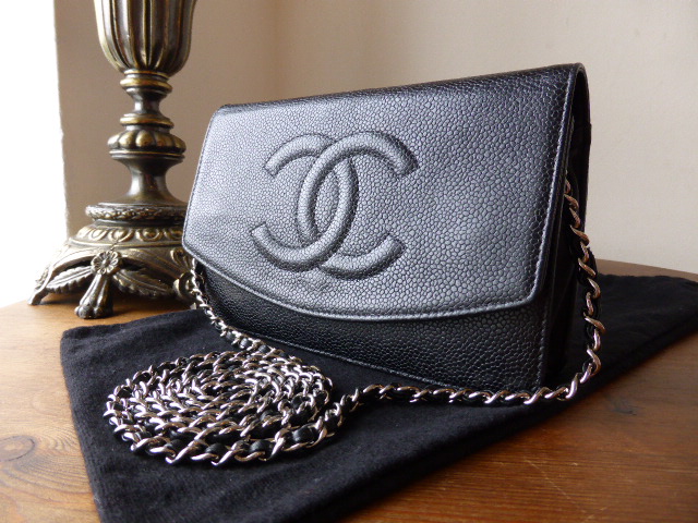 Chanel WOC Wallet on Chain in Black Caviar with Silver Tone Hardware 