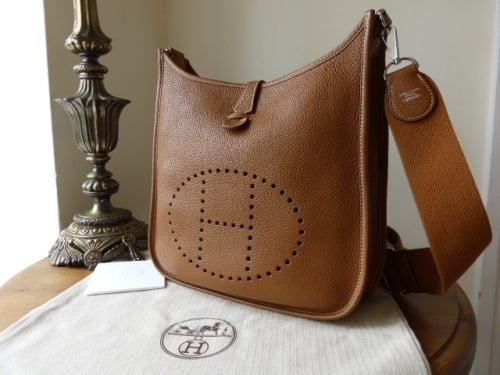 Hermes Evelyne III PM in Gold Clemence Leather Palladium Hardware