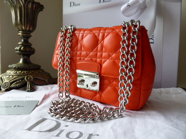 Dior Miss Dior New Lock (small) in Orange Lambskin