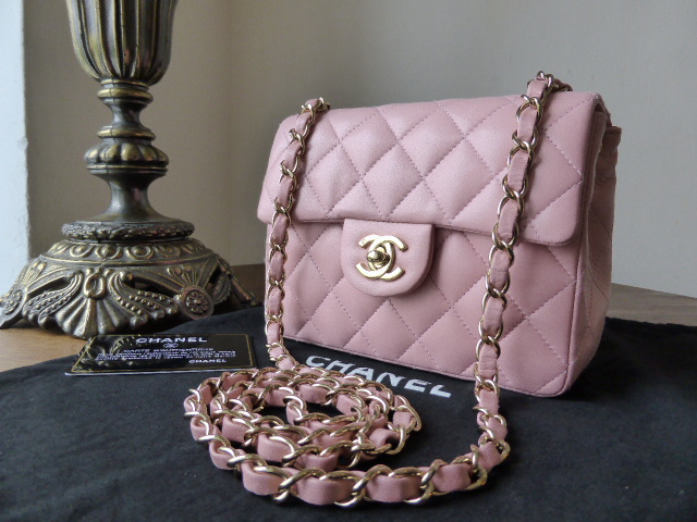Chanel Classic Mini Rectangular Flap Bag In Sparkly Metallic Rose