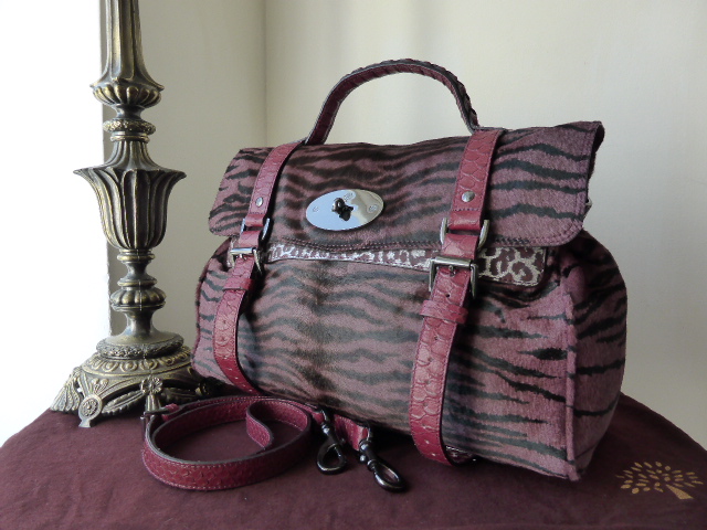 Mulberry Oversized Alexa in English Plum Bengal Tiger Haircalf - SOLD