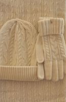 Hat, Gloves and Scarf Set in Cream