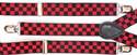  Trouser Braces Bright Chequered Red and Black Chequered