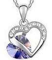 Purple Heart Crystal Pendant Ladies Necklace 
