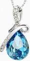 Blue Crystal Droplet Pendant Ladies Necklace