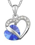Blue Crystal Heart Pendant Ladies Necklace