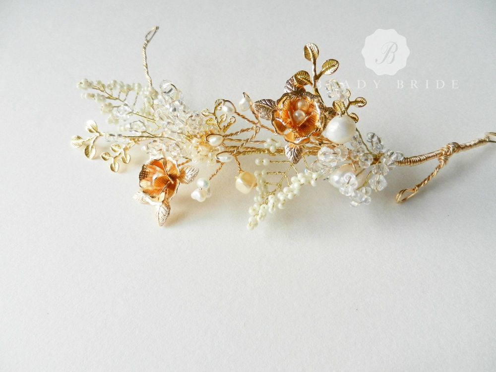 Rosea-Delicate- intricate bridal hair accessory-head piece by Beady Bride-U