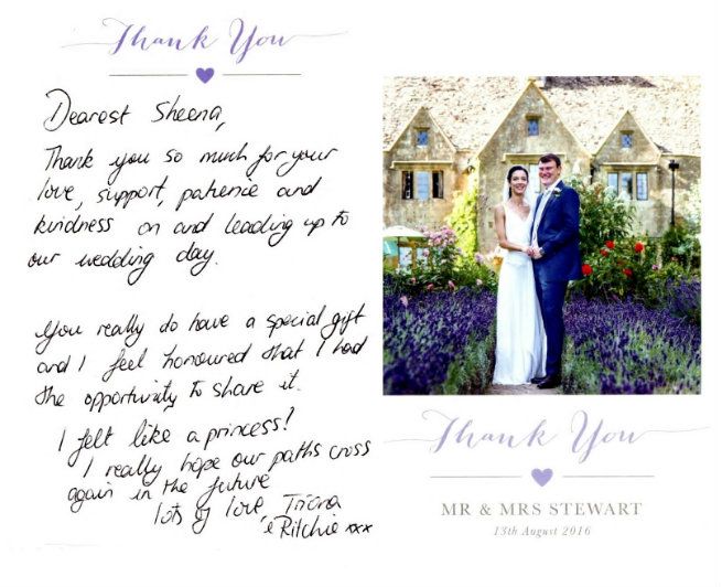 Thank you card 2017 Triona and Richie