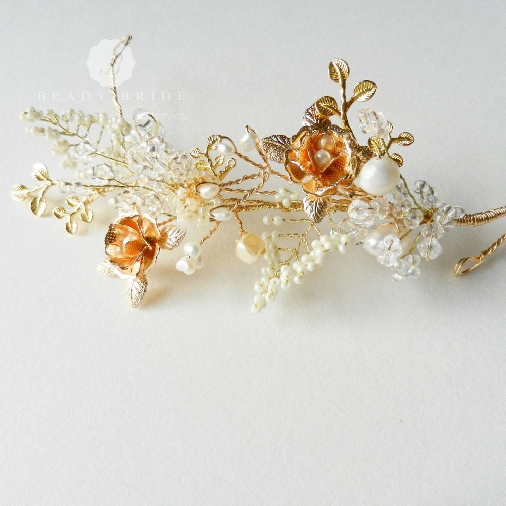 Rosea-Delicate- intricate-bridal-hair accessory-head piece by Beady Bride-U