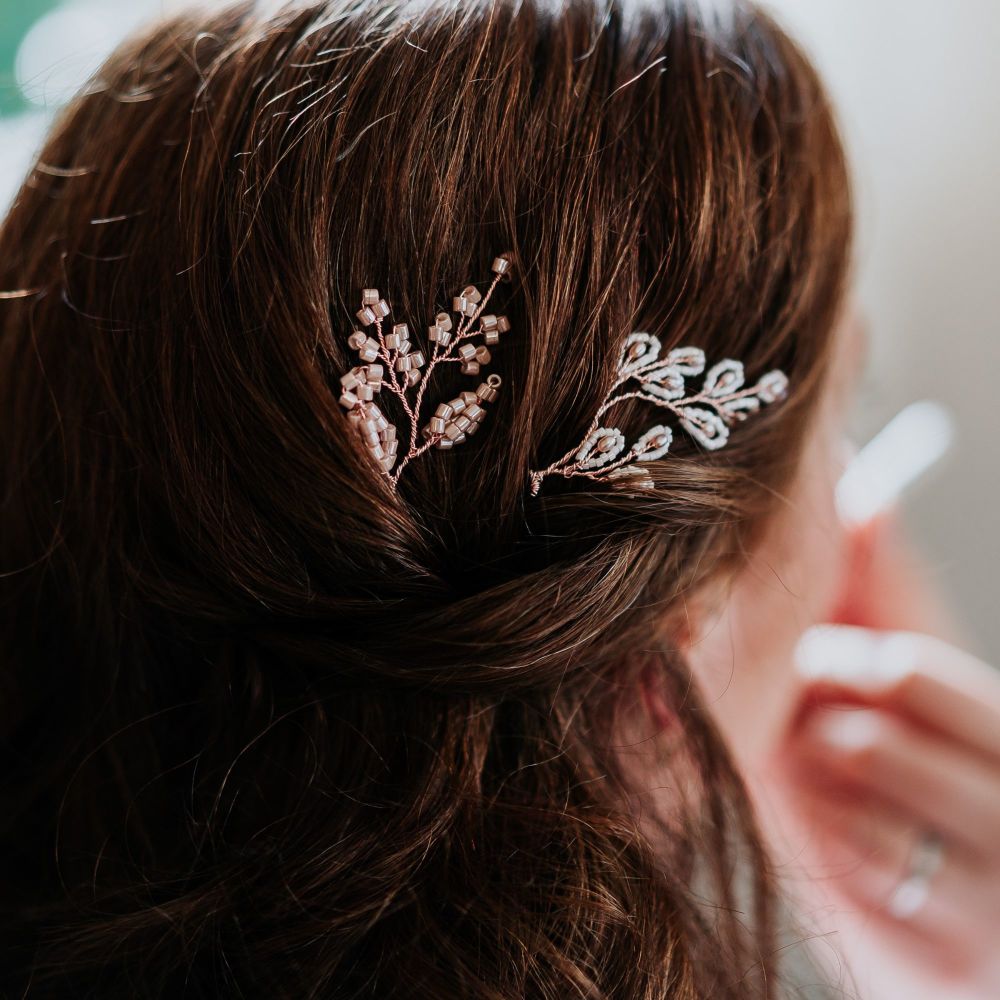Bespoke-bridal and bridesmaids hair pin accessories by Beady Bride-UK-Image by Steph But photography