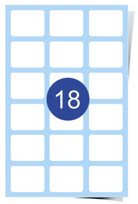 A4 Laser Sheets - 18 Label Per Sheet - 100 Sheets Per Box