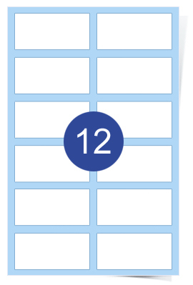 A4 Laser Sheets - 12 Label Per Sheet - 500 Sheets Per Box