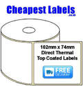 102x74mm Direct Thermal Top Coated Labels (5,000 Labels)