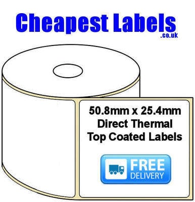 50.8x25.4mm Direct Thermal Top Coated Labels (2,000 Labels)