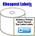 50.8x75.5mm Direct Thermal Top Coated Labels (50,000 Labels)